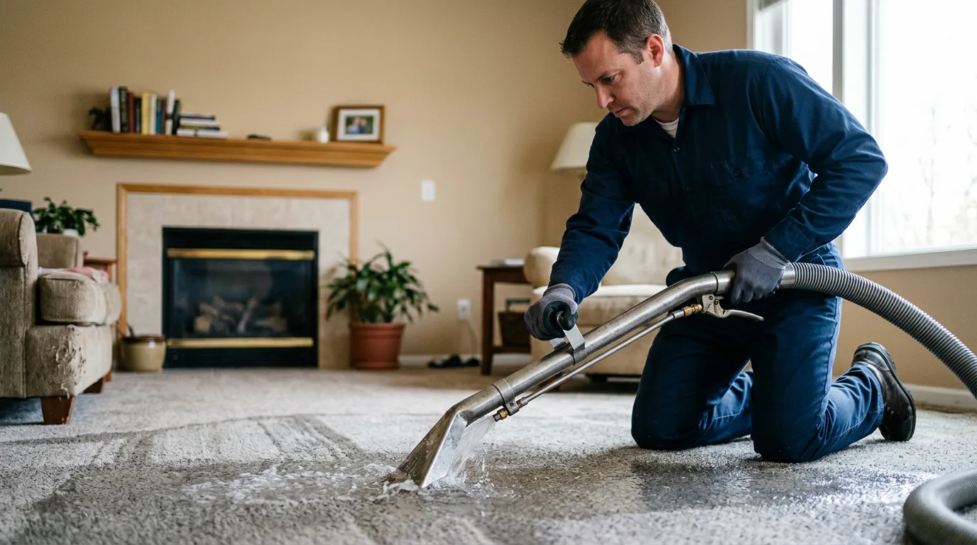 Water damage restoration technician working near Anna, IL